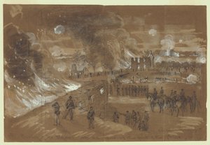 Afbrænding af hr. Mumas [sic] huse og lader ved kampen den 17. sept. af Alfred Rudolph Waud