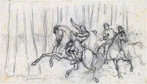 Reynolds død i Gettysburg 1863 (tegning) af Alfred Rudolph Waud