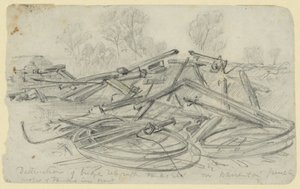Ødelæggelse af brotelegraftanke osv. I Warrenton Junction af Alfred Rudolph Waud
