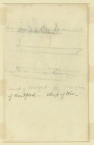 Lancering af Hartford, Sloop of War af Alfred Rudolph Waud