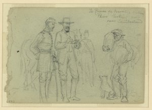 Prinsen de Joinville skitserer "Paris" og ser på, nær Cumberland af Alfred Rudolph Waud