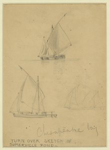 Tre sejlbåde på Chesapeake Bay af Alfred Rudolph Waud