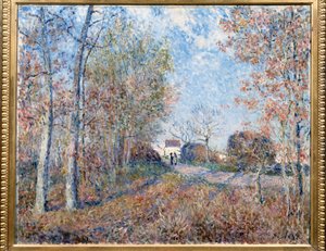 Et hjørne af træ med sabloner eller vejen til træmalmen (skovkanten af Fontainebleau, nær Moret-sur-Loing) Maleri af Alfred Sisley (1839-1899) 1883 Dim. 0,6x0,73 m Paris, musee d