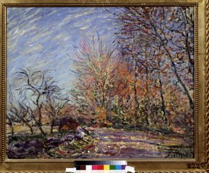 ""A la lisiere de la foret de Fontainebleau"" (I udkanten af ​​skoven i Fontainebleau) Maleri af Alfred Sisley (1839-1899) 1855 (Impressionisme) Pushkin Museum of Fine Arts, Moskva af Alfred Sisley
