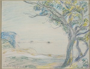 Træer ved havet af Alfred Sisley