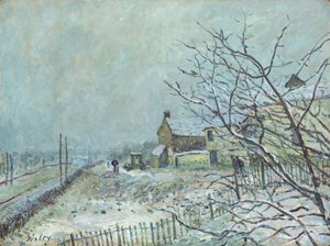 Første sne ved Veneux-Nadon af Alfred Sisley