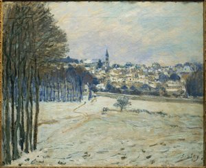 La neige a Marly-le-Roi ... (maleri på lærred) af Alfred Sisley