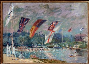 Regatta i Molesey, England - olie på lærred af Alfred Sisley