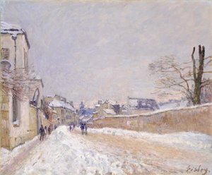 Rue Eugène Moussoir ved Moret: Vinter af Alfred Sisley