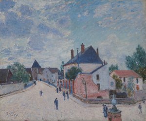 Gade i Moret, ca. 1890 (olie på lærred) af Alfred Sisley