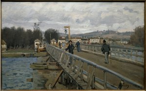 The Argenteuil Footbridge - olie på lærred af Alfred Sisley