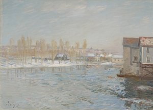 The Loing and the Mills of Moret, Sneeffekt, 1891 af Alfred Sisley