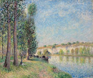 The Loing at Moret; Le Loing a Moret, 1885 af Alfred Sisley