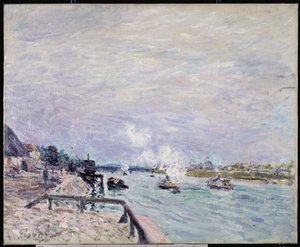 Seinen ved Grenelle, vådt vejr, 1878 af Alfred Sisley