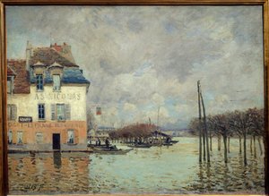 Oversvømmelsen ved Port Marly (Port-Marly) Maleri af Alfred Sisley (1839-1899) 1876 Dim. 0,60 x 0,81 m Paris, musee d