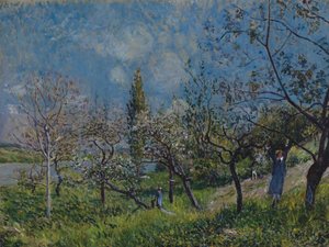 Frugthave om foråret af Alfred Sisley