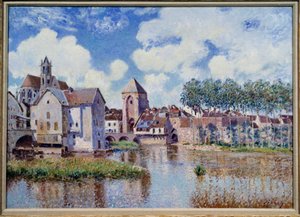 Udsigt over Moret på Loing. Maleri af Alfred Sisley (1839-1899) af Alfred Sisley