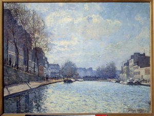 Udsigt over Canal Saint Martin i Paris i 1870. Maleri af Alfred Sisley (1839-1899) af Alfred Sisley