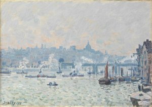 View of the Thames: Charing Cross Bridge, 1874dani af Alfred Sisley