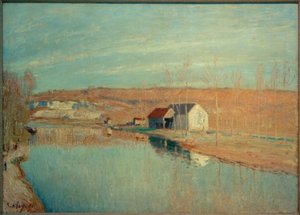 Loing og Coteaux de St. Nicaise - Soleil de Mars af Alfred Sisley