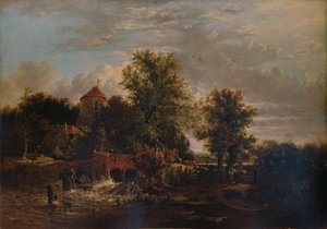 Sluseport ved floden Western, c1832 af Alfred Stannard