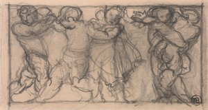 Gruppe af Cherubs (design til en frise?) af Alfred Emile Stevens