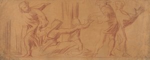 Gruppe af figurer, børn, der tigger i midten af Alfred Emile Stevens