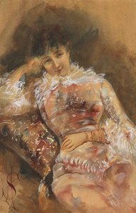 Portræt af Sarah Bernhardt 1844-1923, ca. 1880. af Alfred Emile Stevens