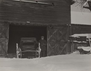Lade, hestevogn og sne af Alfred Stieglitz