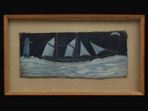 Trawler ud for Cornwalls kyst, ca. 1930 af Alfred Wallis