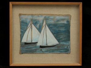 To sejlbåde, ca. 1930 af Alfred Wallis