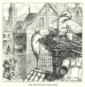 H.C. Andersen: Storkene (litografi) af Alfred Walter (after) Bayes