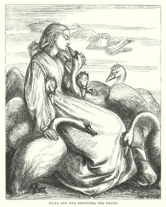 H.C. Andersen: De vilde svaner (litografi) af Alfred Walter (after) Bayes