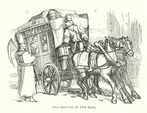 H.C. Andersen: Tolv med posten (litografi) af Alfred Walter (after) Bayes