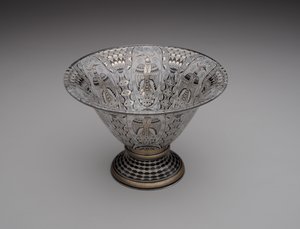 Skål, ca. 1914-15 (emaljeret, forgyldt og bronzitbehandlet glas) af Alfred Walter