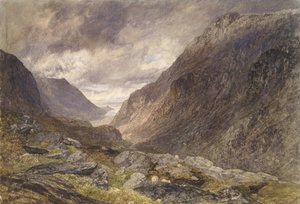 Pass of Llanberis, ca. 1853 (akvarel på papir) af Alfred William Hunt