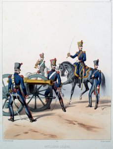 Napoleon Armee: Let Artilleri. Gravering af Alfred De Marbot (1800-tallet) 1812. Malmaison, Musee Du Chateau. af Alfred de (after) Marbot