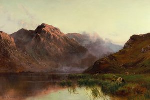 The Hunt of Wildfowl Llyn Crafnaut (olie på lærred) af Alfred de Breanski
