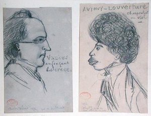 Portrætter af enten Charles Nodier (1780-1844) eller Gustave Planche (1808-57) og Alexandre Dumas Pere (1802-70)