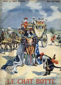 Støvlekatten. Folkefortælling. Illustration af Vaccari og Carrey i "" Les beaux tales"" samling "" Nos loisirs""" omkring 1910. Privat samling.