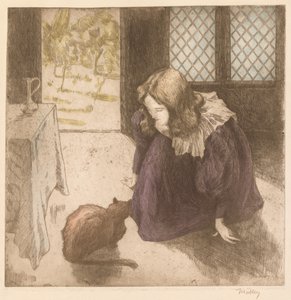 Interiør, lille pige med kat (La Petite fille au chat)