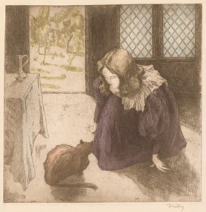Interiør, lille pige med kat La Petite fille au chat, 1897.
