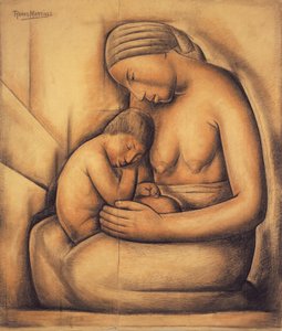 Indisk mor, ca. 1936 (farveblyant på papir)