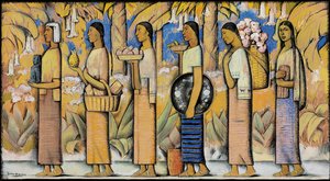 Procession (gouache og blæk på papir)