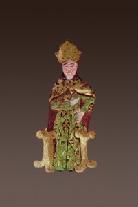 Kongen af Ungarn, Lajos II 1506-26 i råd før slaget ved Mohacs i 1526, 1558 blæk og bladguld på vellumdetalje af 290004 af Ali Amir Beg