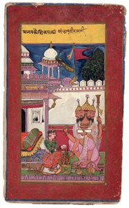 Kambhavati Ragini af Malkos, 1591 (uigennemsigtigt wc og guld på papir) af Ali and Hatim Husain