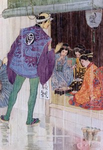 Illustration til The Story of The Mikado (farve litho) af Alice Bolingbroke (after) Woodward