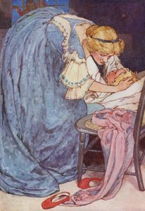 Sov, smukke skat, græd ikke! (farve litho) af Alice Bolingbroke (after) Woodward