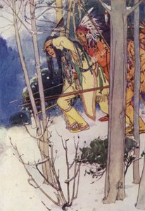 Indianerne krøb lydløst op (farve litho)