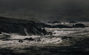 Cliffs Near Inch, 2018 (håndmalet fotografi)